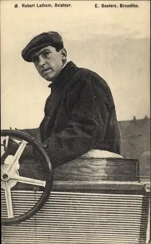Ak Aviation, Aviateur M. Hubert Latham, Portrait