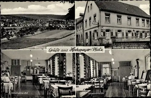 Ak Hochspeyer Kaiserslautern in Rheinland Pfalz, Gasthaus zur Dorfschmiede, Innenansichten, Ort