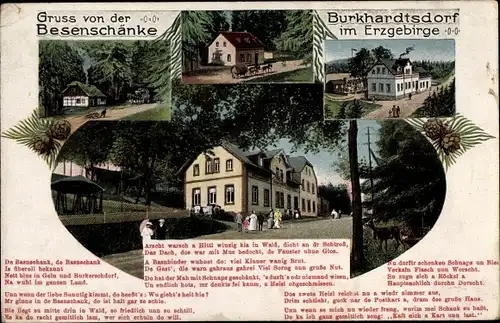 Ak Burkhardtsdorf Sachsen, Gaststätte Besenschänke, Außenansicht