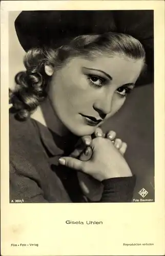 Ak Schauspielerin Gisela Uhlen, Portrait mit Hut