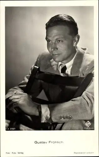 Ak Schauspieler Gustav Fröhlich, Portrait, Anzug, Krawatte, UFA Film, A 3703/1