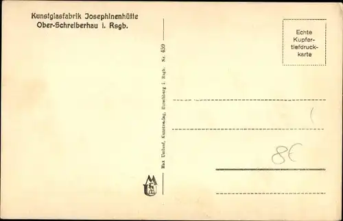 Ak Szklarska Poręba Schreiberhau Riesengebirge Schlesien, Kunstglasfabrik, Josephinenhütte