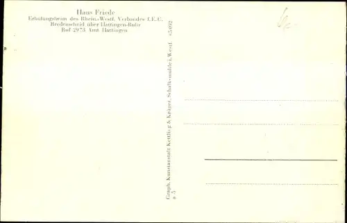 Ak Bredenscheid Stüter Hattingen an der Ruhr, Haus Friede, Erholungsheim Rhein Westf. Verband