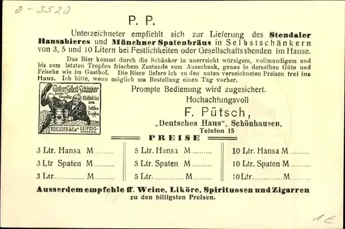 Ak Schönhausen Elbe, Gasthof Deutsches Haus, Fr. Pütsch