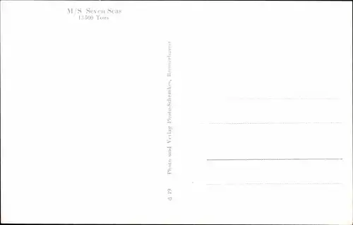 Ak Dampfschiff MS Seven Seas, Europa Canada Linie