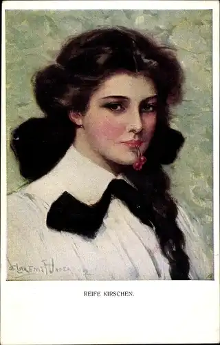 Künstler Ak Underwood, Clarence, Reife Kirschen, Portrait einer jungen Frau