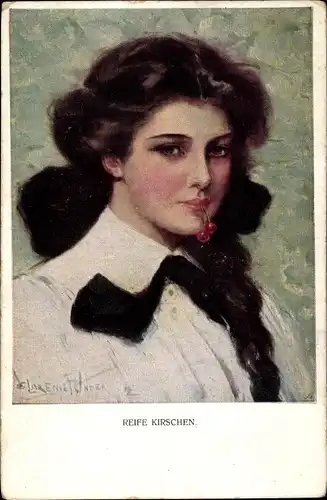 Künstler Ak Underwood, Clarence, Reife Kirschen, Frauenportrait