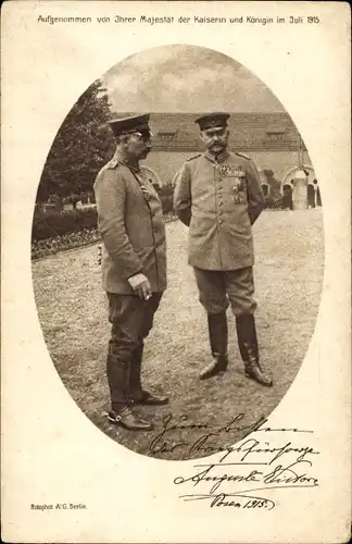 Ak Kaiser Wilhelm II., Generalfeldmarschall Paul von Hindenburg, Posen 1915