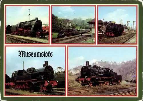 Ak Deutsche Eisenbahn, Museumloks, Dampflok, 58 261, 18 201, 74 1230, 93 230, 38 205