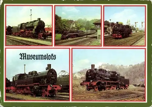 Ak Deutsche Eisenbahn, Museumloks, Dampflok, 58 261, 18 201, 74 1230, 93 230, 38 205