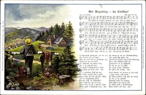 Lied Ak Vogel, Wilhelm, Mei Arzgeberg du Edelstaa, Volkslied, Carl Bestler, Erzgebirge