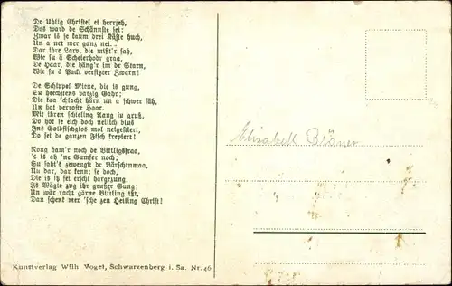 Lied Künstler Ak Schneider, Rud., Unnere schännsten Mähd, Wilhelm Vogel, R. Ficker, Erzgebirge