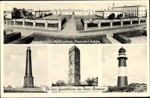 Ak Insel Borkum Ostfriesland, Leuchttürme, Kinderheilstätte Adolfinenheim