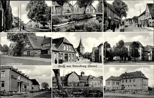 Ak Rotenburg an der Wümme, Große Straße, Jugendherberge, Kreishaus, Bahnhof