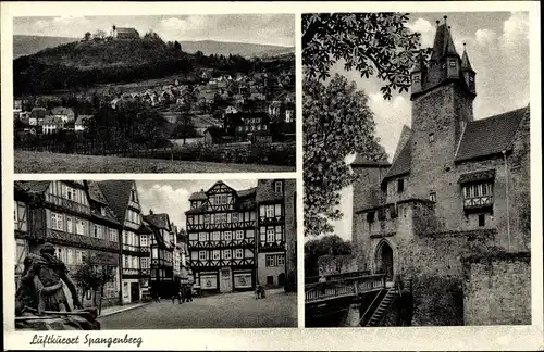 Ak Spangenberg, Gesamtansicht, Straße, Schloss