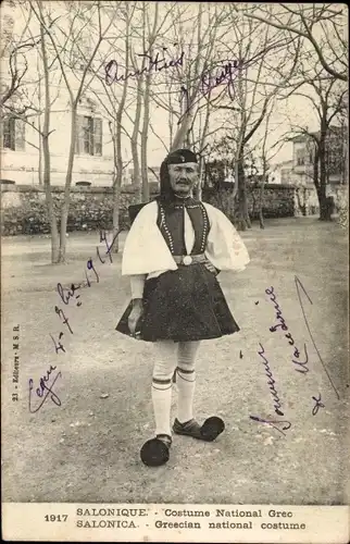Ak Thessaloniki Griechenland, Grieche in Volkstracht