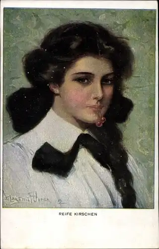 Künstler Ak Underwood, Clarence, Reife Kirschen, Frauenportrait