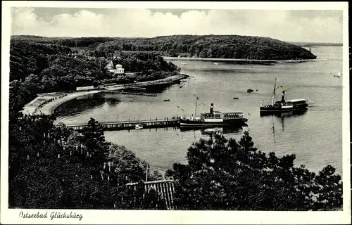 Ak Glücksburg an der Ostsee, Seebrücke