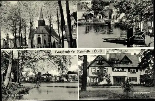Ak Reinfeld in Holstein, Kirche, Herrenteich, Rathaus, Erholungsheim