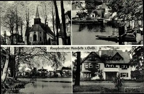 Ak Reinfeld in Holstein, Kirche, Herrenteich, Rathaus, Erholungsheim