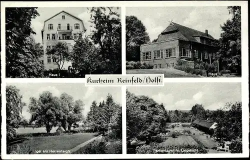 Ak Reinfeld in Holstein, Kurheim, Haus I, Haus II, Herrenteich, Parkanlagen mit Liegehalle