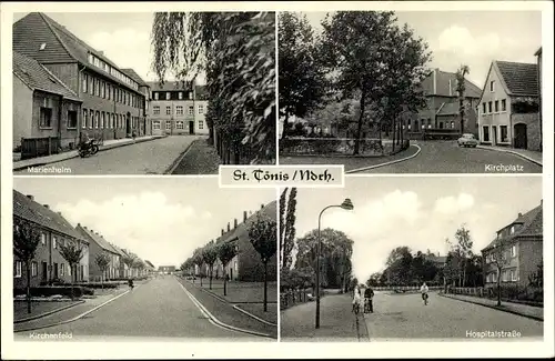 Ak Sankt Tönis Tönisvorst am Niederrhein, Kirchplatz, Hospitalstraße, Kirchenfeld, Marienheim