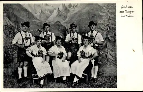Ak Isertal, Menschen in bayrischer Tracht, Gruppenbild