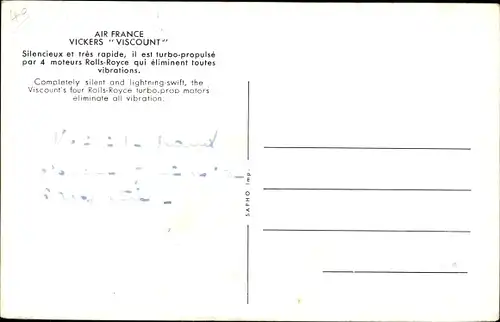 Ak Französisches Passagierflugzeug, Air France, Vickers Viscount