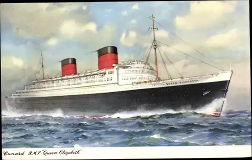 Ak Dampfer RMS Queen Elizabeth, Cunard Line