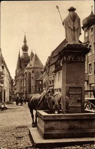 Ak St. Wendel in Saarland, Blick auf dem Dom, Wendelinusbrunnen