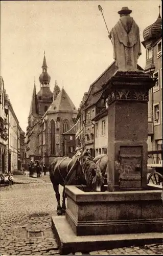 Ak St. Wendel in Saarland, Blick auf dem Dom, Wendelinusbrunnen
