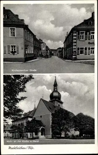 Ak Marktleuthen Oberfranken, Kirchenlamitzer Straße, Kirche, Markt