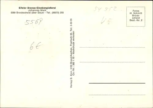 Ak Brockscheid in der Eifel, Eifeler Glockengießerei, Glockengießer, gemauerte Kerne