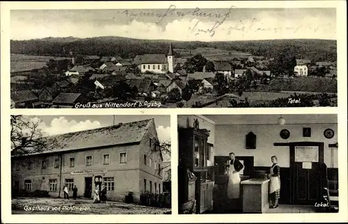 Ak Nittendorf in der Oberpfalz Bayern, Totalansicht, Gasthaus, Innenansicht