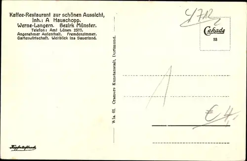 Ak Langern Werne in Westfalen, Café zur schönen Aussicht
