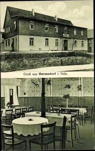 Ak Hermsdorf in Thüringen, Gasthaus zur schönen Aussicht, Innenansicht