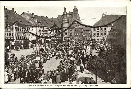 Ak Hildburghausen in Thüringen, Frau Rauschen und der Wagen des ersten Dorfzeitungsschreibers, Fest