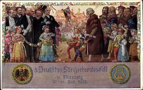 Ganzsachen Künstler Ak Durst, J., Nürnberg in Mittelfranken, 8. Dt. Sängerbundesfest 1912