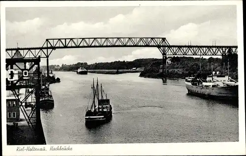 Ak Holtenau Kiel in Schleswig Holstein, Hochbrücke über den Kaiser Wilhelm-Kanal