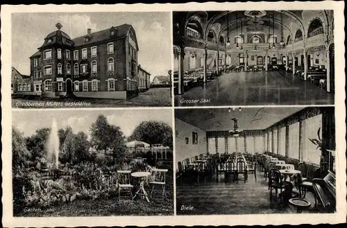 Ak Großbothen Grimma in Sachsen, Müllers Gaststätten, Großer Saal, Garten, Diele