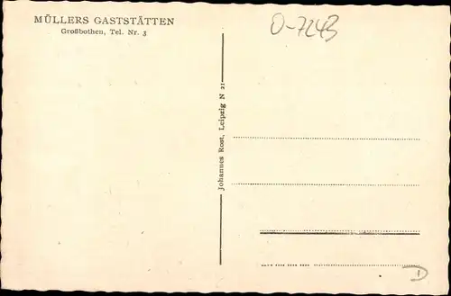 Ak Großbothen Grimma in Sachsen, Müllers Gaststätten, Großer Saal, Garten, Diele