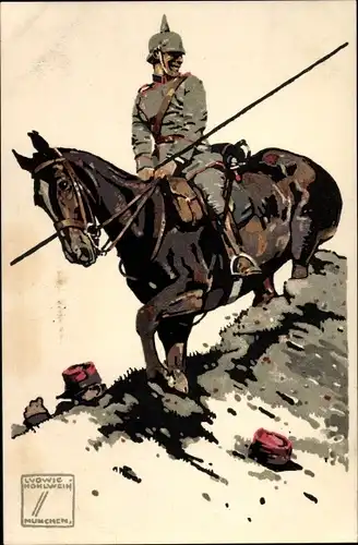 Künstler Ak Hohlwein, Ludwig, Deutscher Kavallerist, Franzose