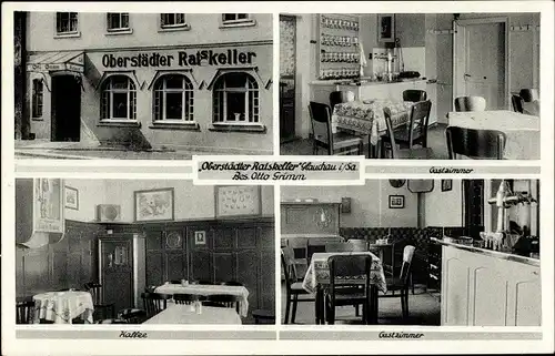 Ak Glauchau in Sachsen, Oberstädter Ratskeller, Aussen- und Innenansicht