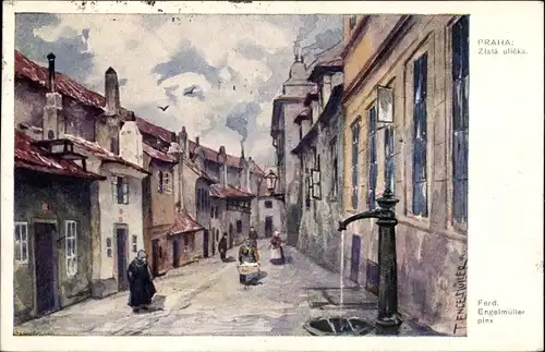 Künstler Ak Engelmüller, Ferd., Praha Prag, Zlata ulicka, Goldene Gasse