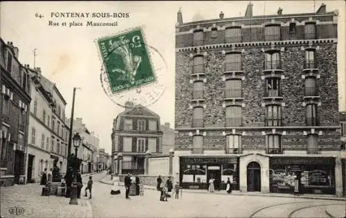 Ak Fontenay sous Bois Val de Marne, Rue et place Mauconseil