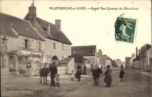 Ak Villefranche sur Cher Loir et Cher, Grand Rue, Straßenpartie