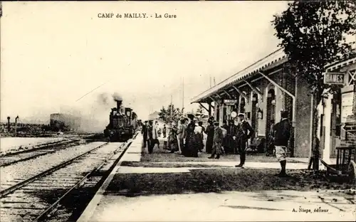 Ak Mailly le Camp Aube, Camp de Mailly, La Gare