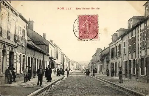 Ak Romilly Aube, Rue Gomet Boivin