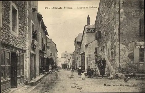 Ak Laissac Aveyron, Avenue de Palmas, Café