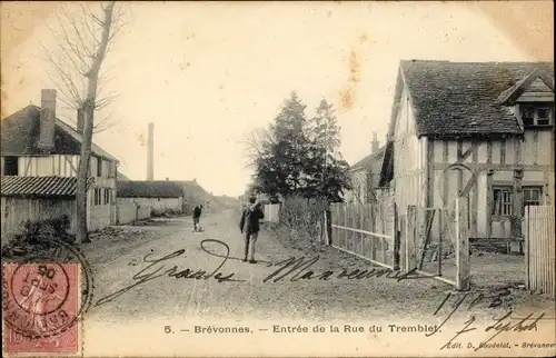 Ak Brévonnes Aube, Entrée de la Rue du Tremblet